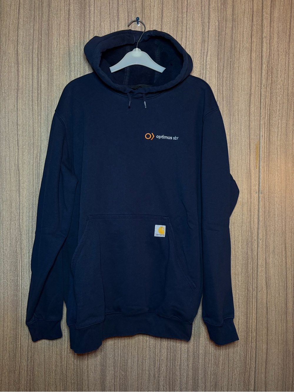 Carhartt Navy Hoodie with Company Logo on the chest